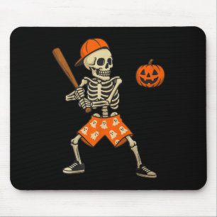 Funny Skeleton Baseball Batting Halloween Costume Mouse Mat