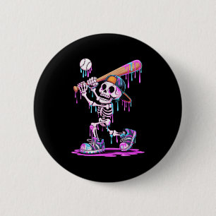 Funny Skeleton Baseball Drip Boys Youth Kids Hallo 6 Cm Round Badge