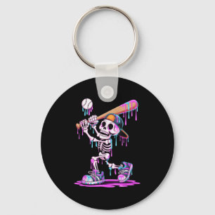 Funny Skeleton Baseball Drip Boys Youth Kids Hallo Key Ring