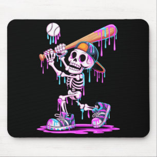 Funny Skeleton Baseball Drip Boys Youth Kids Mouse Mat
