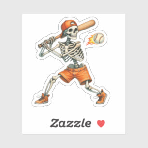 Funny Skeleton batting Baseball Halloween 