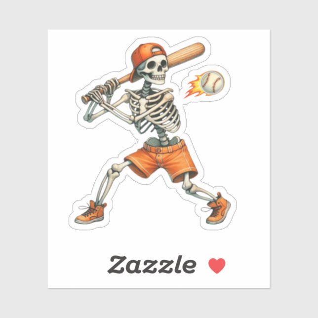 Funny Skeleton batting Baseball Halloween  (Sheet)