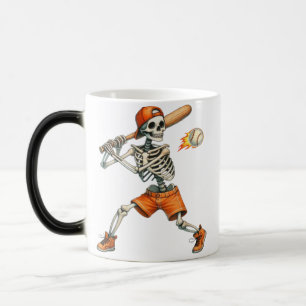 Funny Skeleton batting Baseball Halloween Magic Mug