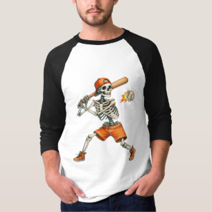 Funny Skeleton batting Baseball Halloween T-Shirt