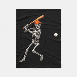 Funny Skeleton Batting Baseball Player Men Boys Ha Fleece Blanket