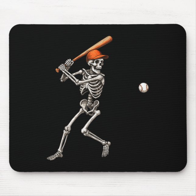 Funny Skeleton Batting Baseball Player Men Boys Ha Mouse Mat (Front)