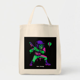 Funny Skeleton Batting Ice Cream Dripping Baseball Tote Bag