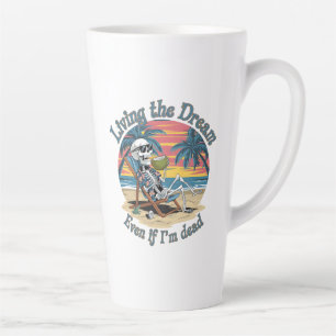 Funny Skeleton Beach Chill Design Latte Mug