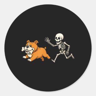 Funny Skeleton Bulldog Halloween Dog Mum Pet Lover Classic Round Sticker