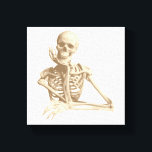 Funny Skeleton Canvas Print<br><div class="desc">Funny smiling skeleton with his bony hand resting on his chin.</div>