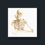 Funny Skeleton Canvas Print<br><div class="desc">Funny smiling skeleton with his bony hand resting on his chin.</div>