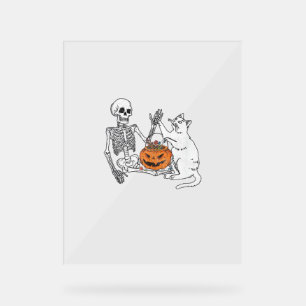 Funny Skeleton Cat Lover Halloween Costume for Cat Acrylic Sign