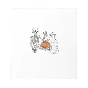 Funny Skeleton Cat Lover Halloween Costume for Cat Notepad