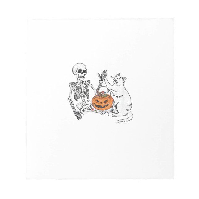 Funny Skeleton Cat Lover Halloween Costume for Cat Notepad (Front)