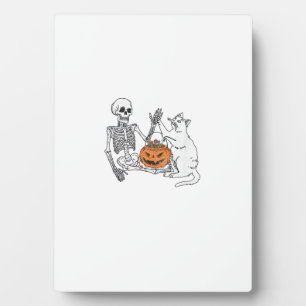 Funny Skeleton Cat Lover Halloween Costume for Cat Plaque