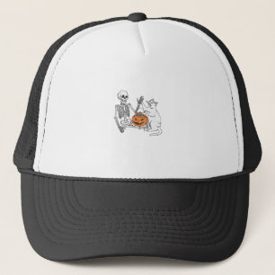 Funny Skeleton Cat Lover Halloween Costume for Cat Trucker Hat