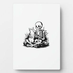 Funny Skeleton Cat Skull Kitty Cute Cat Goth Hallo Plaque