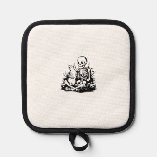 Funny Skeleton Cat Skull Kitty Cute Cat Goth Hallo Pot Holder