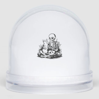 Funny Skeleton Cat Skull Kitty Cute Cat Goth Hallo Snowglobe