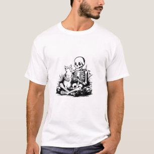 Funny Skeleton Cat Skull Kitty Cute Cat Goth Hallo T-Shirt