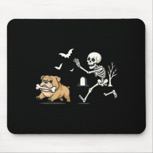 Funny Skeleton Chasing French Bulldog Halloween Mouse Mat