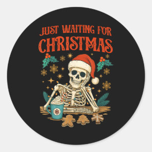 Funny Skeleton Christmas  Classic Round Sticker