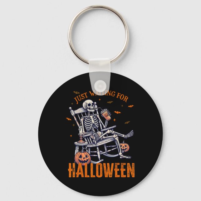 Funny Skeleton Christmas Design Just Waiting For H Key Ring (Front)