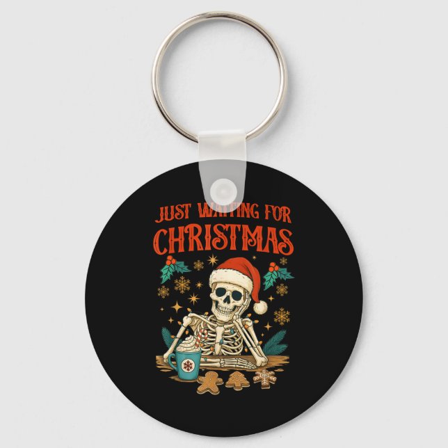 Funny Skeleton Christmas  Key Ring (Front)