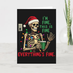 Funny Skeleton Christmas Lights I'm Fine Everythin Card