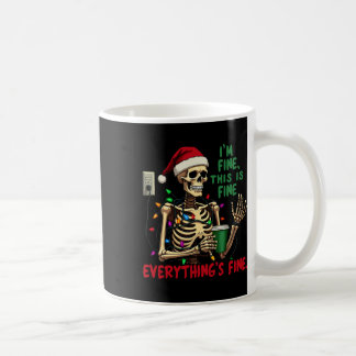 Funny Skeleton Christmas Lights I'm Fine Everythin Coffee Mug