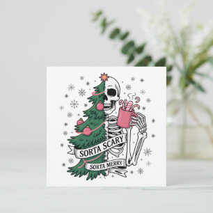 Funny Skeleton Christmas Sorta Merry Sorta Scary Holiday Card