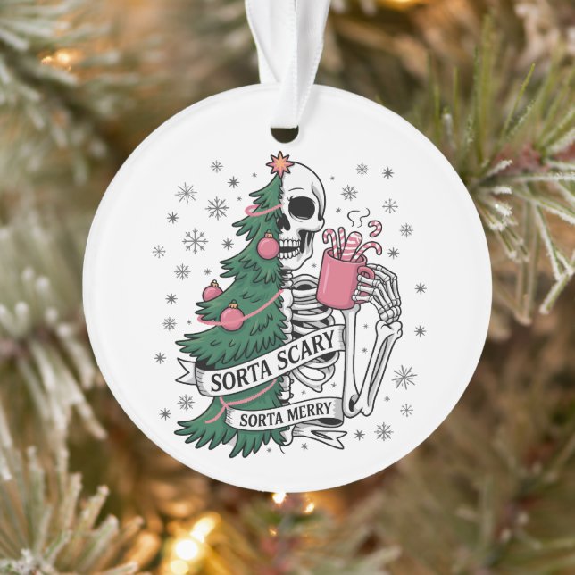 Funny Skeleton Christmas Sorta Merry Sorta Scary  Ornament (Tree)