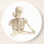 Funny Skeleton Coaster<br><div class="desc">Funny smiling skeleton with his bony hand resting on his chin.</div>
