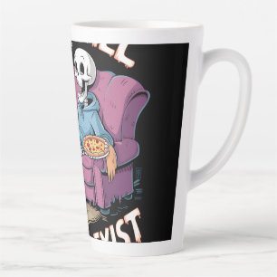 Funny Skeleton Couch Potato Design – Born to Chill Latte Mug