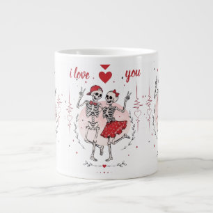 Funny Skeleton Couple in Love Large Coffee Mug