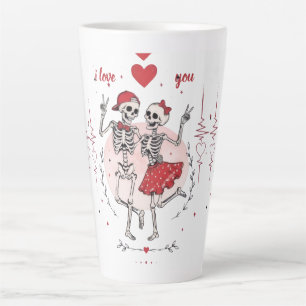 Funny Skeleton Couple in Love Latte Mug