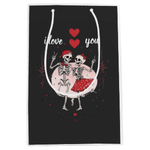 Funny Skeleton Couple in Love Medium Gift Bag