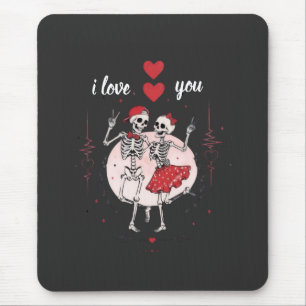 Funny Skeleton Couple in Love Mouse Mat