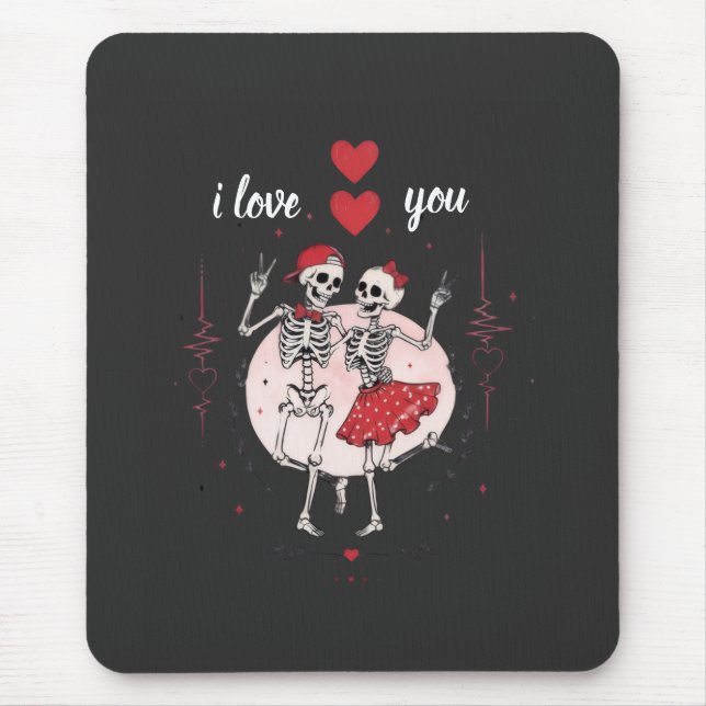 Funny Skeleton Couple in Love Mouse Mat (Front)
