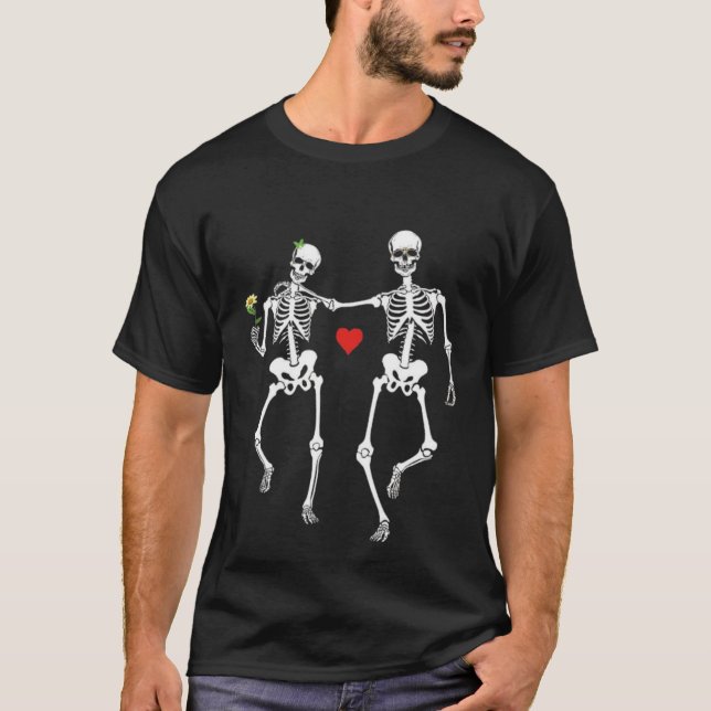 Funny Skeleton couple Shirt,Goth Shirt, Halloween  T-Shirt (Front)