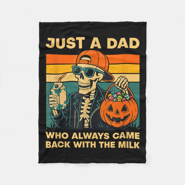 Funny Skeleton Dad Quote Retro Gift For Father’s D Fleece Blanket (Front)