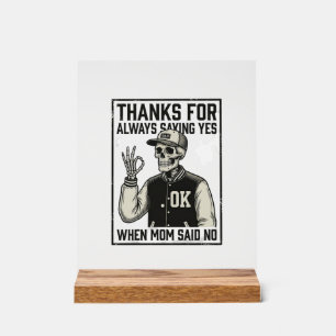 Funny Skeleton Dad Saying Yes Vintage Shirt Design Acrylic Sign