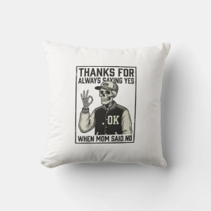 Funny Skeleton Dad Saying Yes Vintage Shirt Design Cushion
