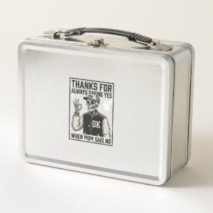 Funny Skeleton Dad Saying Yes Vintage Shirt Design Metal Lunch Box