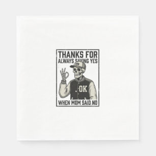 Funny Skeleton Dad Saying Yes Vintage Shirt Design Napkin