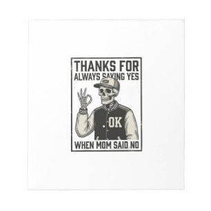 Funny Skeleton Dad Saying Yes Vintage Shirt Design Notepad