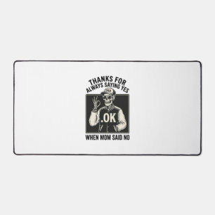 Funny Skeleton Dad Saying Yes Vintage T-Shirt Desi Desk Mat