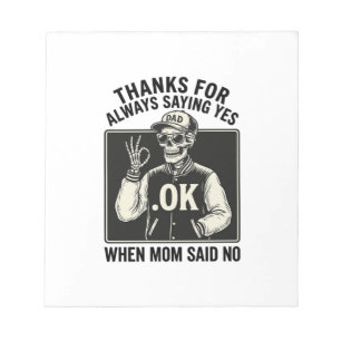 Funny Skeleton Dad Saying Yes Vintage T-Shirt Desi Notepad