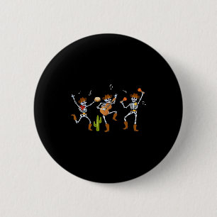 Funny Skeleton Dancing Cowboy Cowgirl Halloween 6 Cm Round Badge