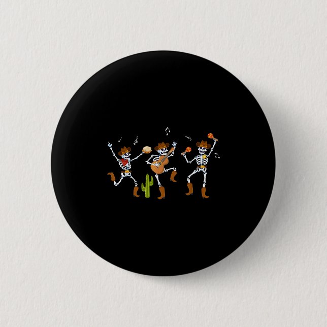 Funny Skeleton Dancing Cowboy Cowgirl Halloween  6 Cm Round Badge (Front)